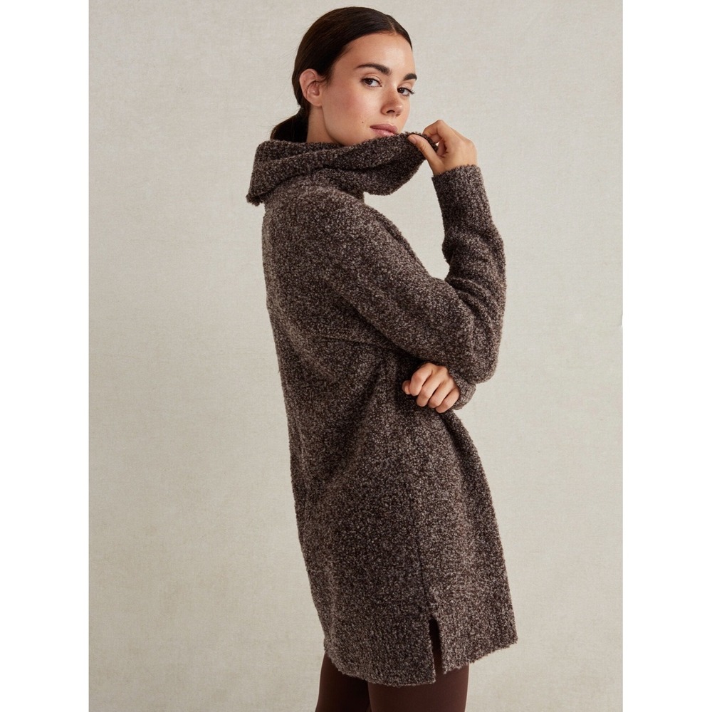 Haven Well Within Brown Merino Wool Boucle Cowl Neck Tunic Sweater XXL Slouchy